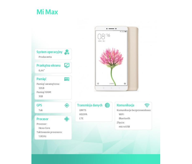 Xiaomi Mi Max 32GB Dual SIM LTE Gold - 331544 - zdjęcie 2